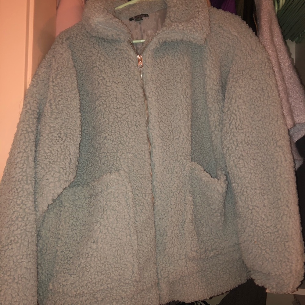Blue Wild fable collared Sherpa jacket